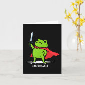Carte Retro Huzzah Frog Knight Funny Sword Meme Quote Me (Fleur jaune)