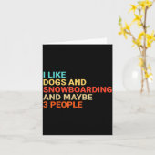 Carte Retro I Like Dogs And Snowboarding Lover Funny Sno (Fleur jaune)