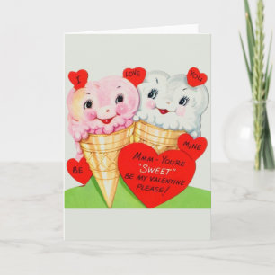 Carte Retro Ice Cream Cone Valentine's Day Card