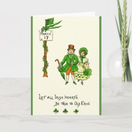 Carte Retro Irish Hearts Soyez Vrai St. Patrick's Day Ca (Devant)
