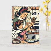 Carte Retro Joyeuse maman d'anniversaire (Fleur jaune)