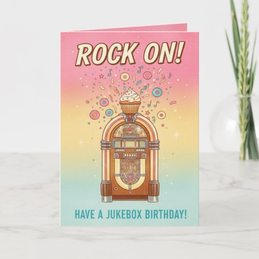 Carte Retro Jukebox Rock On! Musical Birthday Card (Devant)