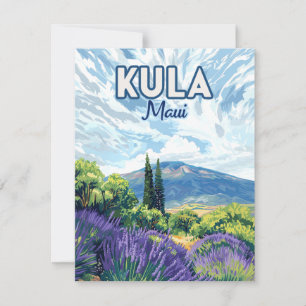 Carte rétro Kula Maui Haleakala Hawaii Lavender