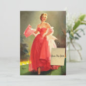 Carte Rétro La Femme dans une robe rose, Enregistrer la  (Debout devant)