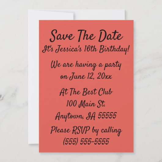 Carte Rétro La Femme dans une robe rose, Enregistrer la  (Dos)