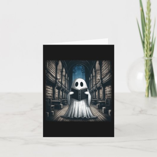 Carte Retro Lecture Ghost Library Halloween Librairie Bo (Devant)