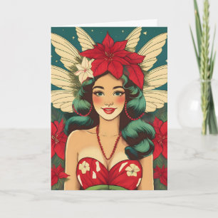 Carte Retro les années 50 Tropical Christmas Pin-Up Girl
