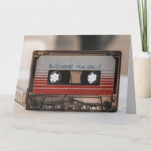 Carte RETRO les années 70 CASSETTE TAPE D'ANNIVERSAIRE C