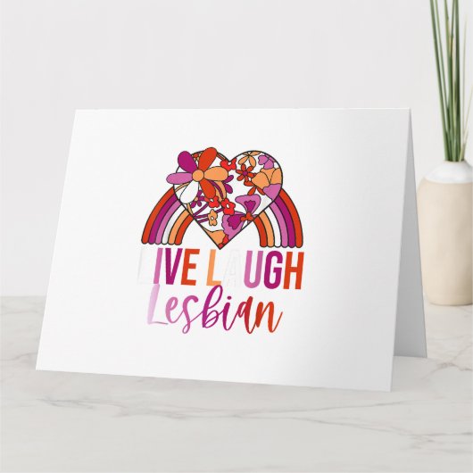 Carte Retro Live Lauder Lesbian Rainbow Floral Heart Pri (Devant)