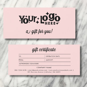 Carte Retro Logo Minimaliste Blush Pink Certificat cadea