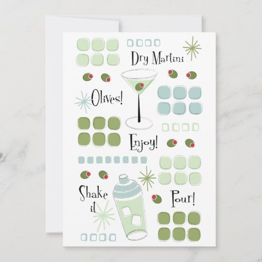 Carte Retro Martini Moderne Du Milieu Du Siècle (Devant)