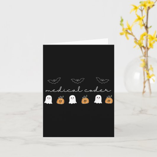 Carte Retro Médicale Coder Citrouille Ghost Worker Hallo (Fleur jaune)