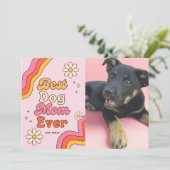 Carte Retro Meilleur chien maman jamais rose et margueri (Debout devant)