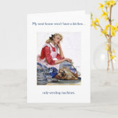 Carte Rétro ménagère - Fatigué de la cuisine, (Fleur jaune)