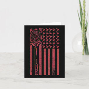 Carte Retro Merica Usa Drapeau Badminton Joueur Sport Sh