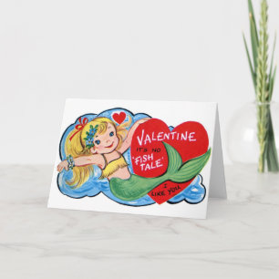 Carte Retro Mermaid Valentine's Day Card