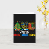 Carte Retro Merry Christmas Hanukkah Kwanzaa Happy Holid (Fleur jaune)