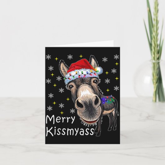 Carte Retro Merry Christmas Light Merry Kissmy Funny  (Devant)