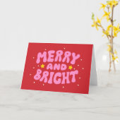 Carte Retro Merry et Bright Holiday Design (Fleur jaune)