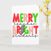 Carte Retro Merry Teacher Bright Students Fun Christmas  (Fleur jaune)