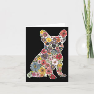Carte Rétro Mignon Bouledogue Français Floral Animal Chi