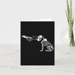 Carte Retro mignon squelette main botte chien drôle Hall