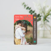 Carte Retro Moderne Mi-Siècle Photo Enregistrer La Date (Debout devant)