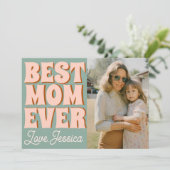 Carte Retro Mothers Day Photo bleu rose (Debout devant)