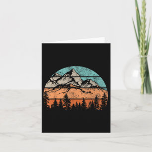Carte Retro Mountain Forest Sunset Randonnée Camping Nat