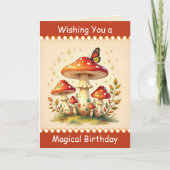 Carte Retro Mushrooms and Butterfly | Friend's Birthday (Devant)