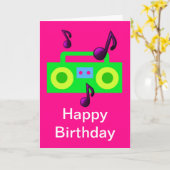 Carte rétro musique de boombox de joyeux anniversaire de (Fleur jaune)