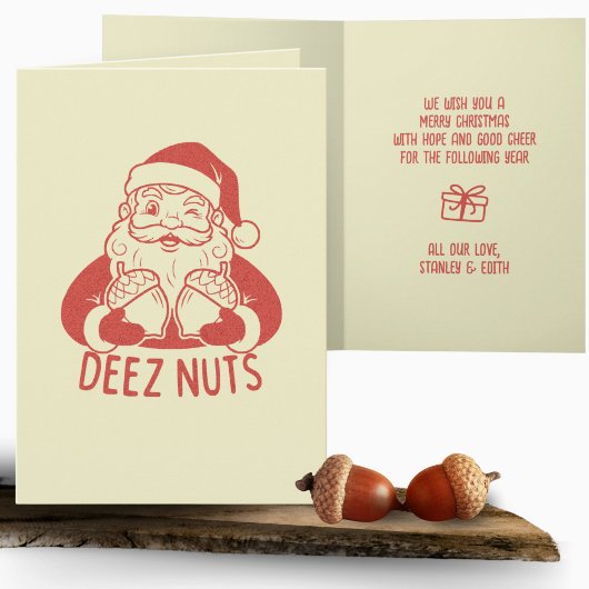 Carte Retro Naughty Père Noël Deez Nuts Drôle Noël