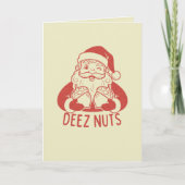Carte Retro Naughty Père Noël Deez Nuts Drôle Noël (Devant)