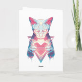 Carte Rétro Néon Chat Saint-Valentin (Dos)
