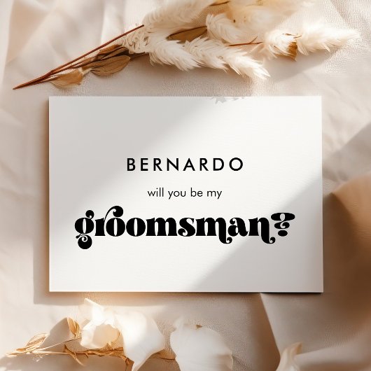 Carte rétro noir et blanc pour témoin de mariage