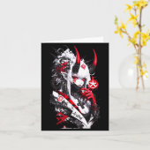 Carte Retro Okami Girl Basic Japan Style Fox Cute Cool M (Fleur jaune)