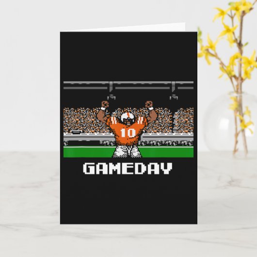 Carte Retro Orange And White Footbyll Gameday 8 Bit Vide (Fleur jaune)