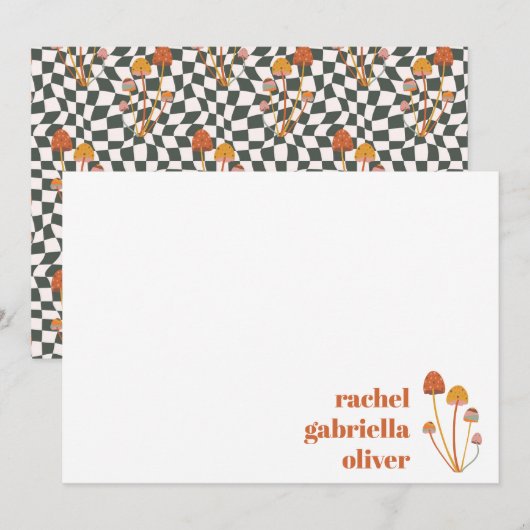 Carte Retro Orange Champignons personnalisée Mitzv (Devant / Derrière)