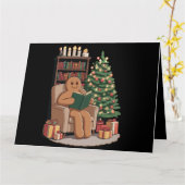 Carte Retro pain d'épices Lecture Livres de Noël Enseign (Fleur jaune)