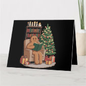 Carte Retro pain d'épices Lecture Livres de Noël Enseign (Devant)