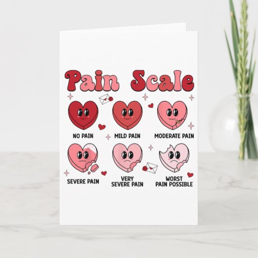 Carte Retro Pain Scale Heart Trauma Nurse Valentine's Da (Devant)
