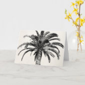 Carte Rétro palmier tropical d'île en noir et blanc (Fleur jaune)