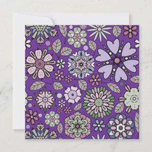 Carte Retro Pastel rose violet Floral Motif sans couture