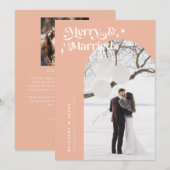 Carte Retro Peach Merry & Married Photo Holiday (Devant / Derrière)