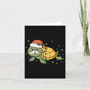 Carte Rétro Père Noël Sea Turtle Noël Noël Lumières Océa