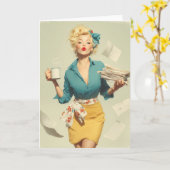 Carte Retro Pin-Up Office Chic (Fleur jaune)