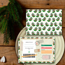 Retro Pine Branches Christmas Ticket Gift Coupon