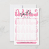 Carte Retro Pink Acrylic Nails Care Guide Display Cards (Devant)