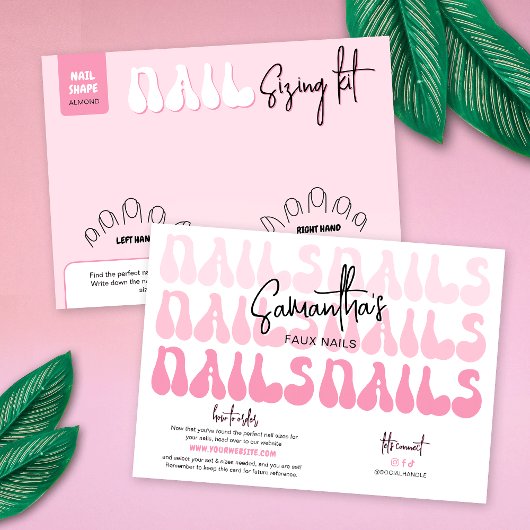 Carte Retro Pink Faux Nails Sizing Kit Display Card
