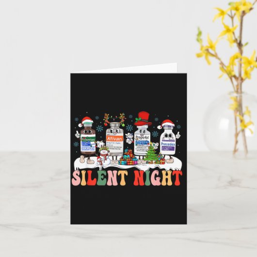 Carte Retro Profol Silent Night Icu Nurses Funny Merry C (Fleur jaune)